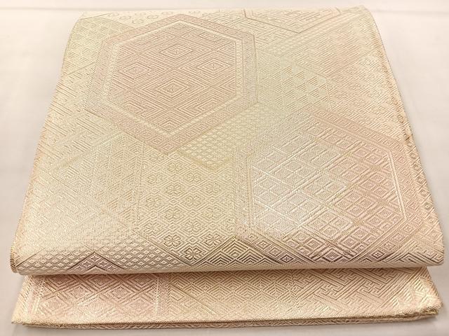 平和屋着物◎佐賀錦　全通柄袋帯　亀甲文様　金糸　正絹　逸品　BAAM0023if