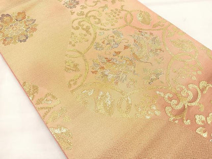 平和屋着物◎六通柄袋帯 鳳凰花唐草文 金糸 正絹 逸品 BAAM0029if