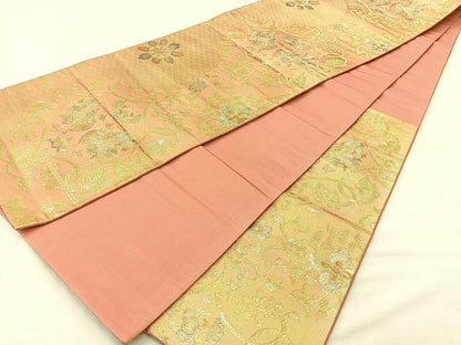 平和屋着物◎六通柄袋帯 鳳凰花唐草文 金糸 正絹 逸品 BAAM0029if