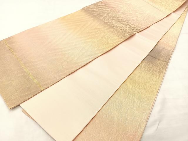 平和屋着物◎全通柄袋帯 木目文様 金糸 正絹 逸品 BAAM0032if