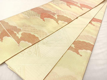 平和屋着物◎佐賀錦 両面六通柄袋帯 雲重ね 金糸 正絹 逸品 BAAM0038if