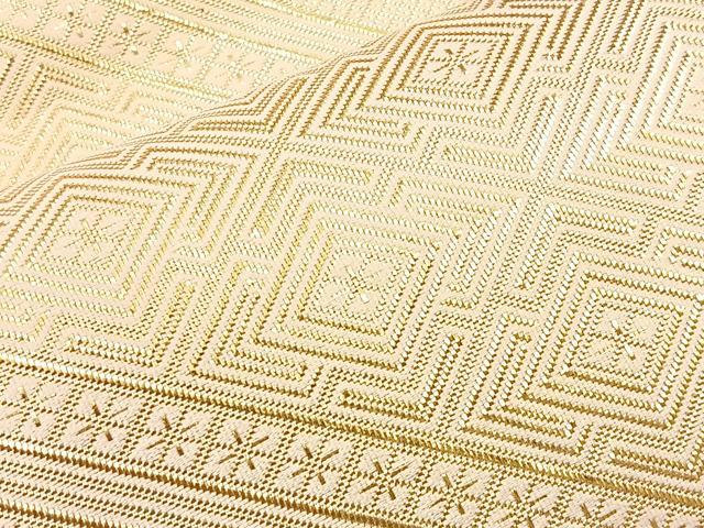平和屋着物◎佐賀錦 両面六通柄袋帯 雲重ね 金糸 正絹 逸品 BAAM0038if