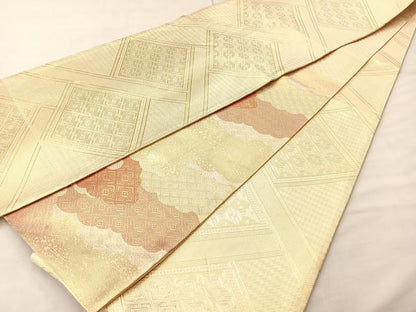平和屋着物◎佐賀錦 両面六通柄袋帯 雲重ね 金糸 正絹 逸品 BAAM0038if