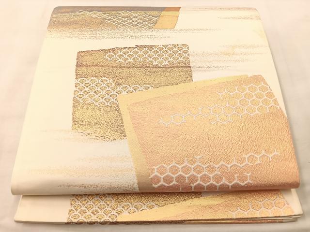平和屋着物◎六通柄袋帯 色紙重ね有職文 金糸 正絹 逸品 BAAM0041if