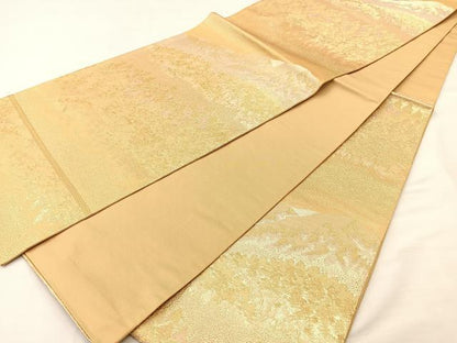 平和屋着物◎六通柄袋帯 遠山樹林文 金糸 正絹 逸品 BAAM0047if