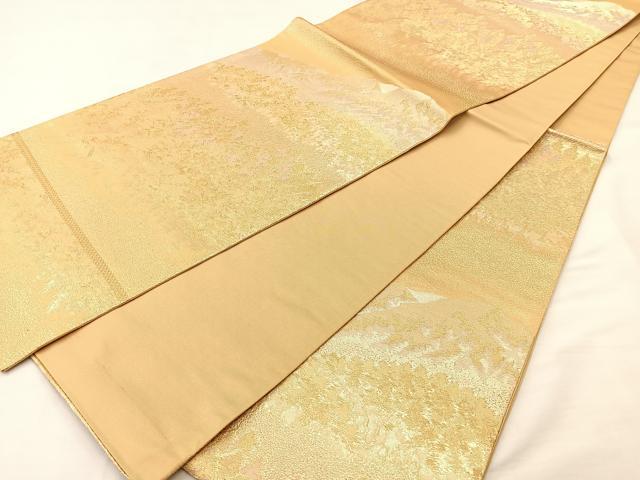 平和屋着物◎六通柄袋帯 遠山樹林文 金糸 正絹 逸品 BAAM0047if
