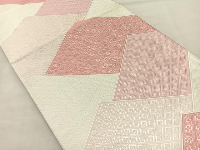 平和屋着物◎六通柄袋帯 色紙重ね 銀糸 正絹 逸品 BAAM0052if