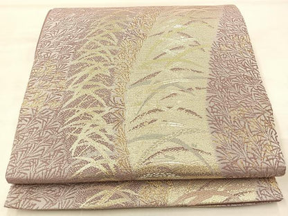 平和屋着物◎六通柄袋帯 露芝文様 金糸 正絹 逸品 BAAM0055if
