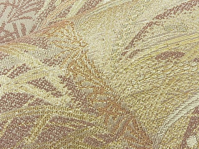 平和屋着物◎六通柄袋帯 露芝文様 金糸 正絹 逸品 BAAM0055if