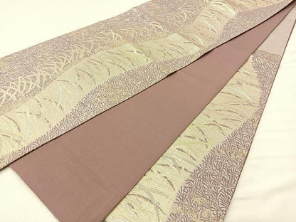 平和屋着物◎六通柄袋帯 露芝文様 金糸 正絹 逸品 BAAM0055if