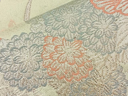 平和屋着物◎六通柄袋帯 唐織 熨斗花文 九百プラチナ 正絹 逸品 BAAM0064if