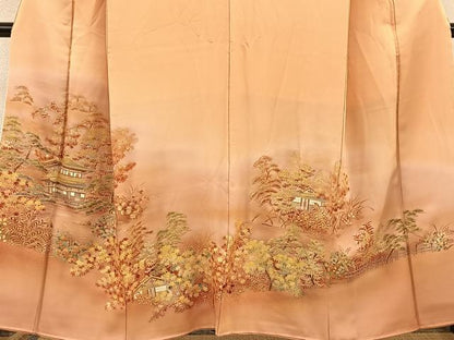 平和屋着物■豪華色留袖　手描き　名所風景　暈し染め　正絹　逸品　BAAM1050gt