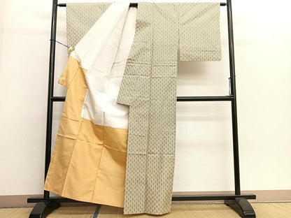 平和屋着物■上質なお召 麻の葉文様 正絹 逸品 BAAM1162sa