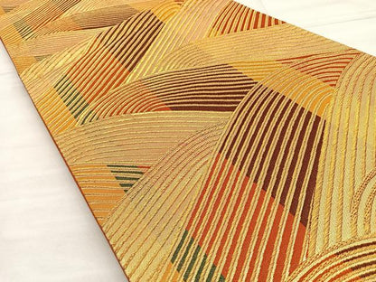 平和屋着物◎六通柄袋帯 立波文 金糸 正絹 逸品 BAAM1474ea