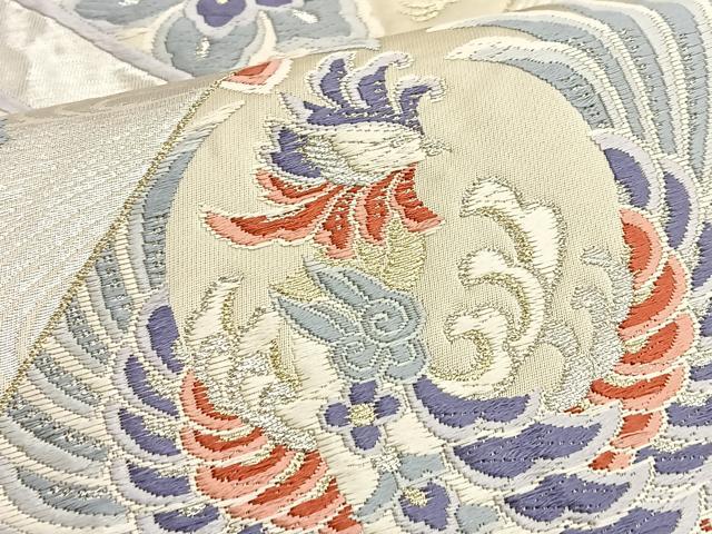 平和屋着物◎六通柄袋帯 唐織 鳳凰花唐草文 金銀糸 正絹 逸品 BAAM1490ea