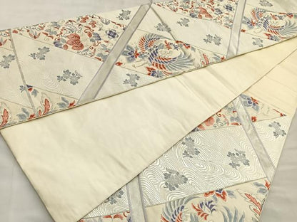 平和屋着物◎六通柄袋帯 唐織 鳳凰花唐草文 金銀糸 正絹 逸品 BAAM1490ea