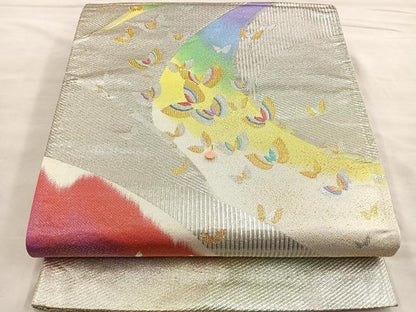 平和屋着物◎西陣 六通柄袋帯 唐織 舞蝶文 金銀糸 正絹 逸品 BAAM1498ea