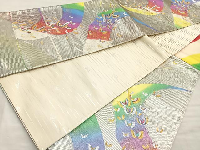平和屋着物◎西陣 六通柄袋帯 唐織 舞蝶文 金銀糸 正絹 逸品 BAAM1498ea