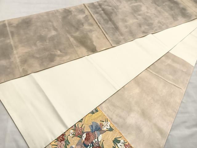 平和屋着物◎太鼓柄袋帯 唐織 鴛鴦花筏文 金糸 引箔 正絹 逸品 BAAM1529ea