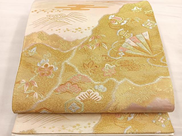 平和屋着物◎六通柄袋帯 道長吉祥文 金銀糸 正絹 逸品 BAAM1531ea