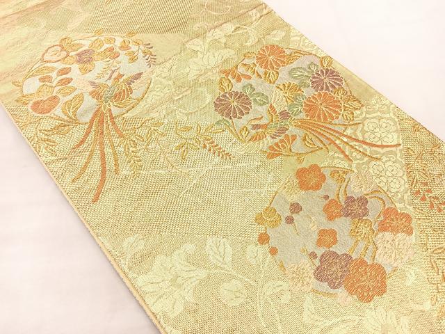 平和屋着物◎六通柄袋帯 鳳凰花丸文 金銀糸 正絹 逸品 BAAM2103if