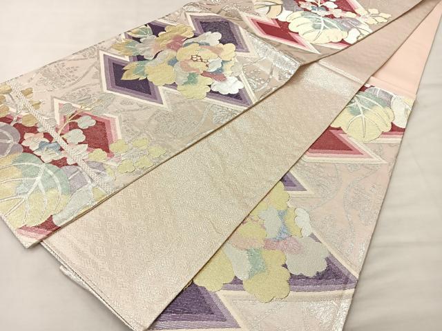 平和屋着物◎佐賀錦 六通柄袋帯 松皮菱牡丹に桐 金銀糸 正絹 逸品 BAAM2112if