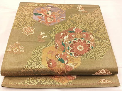 平和屋着物◎西陣 六通柄袋帯 唐織 正倉院古代錦 金糸 正絹 逸品 BAAM2166if