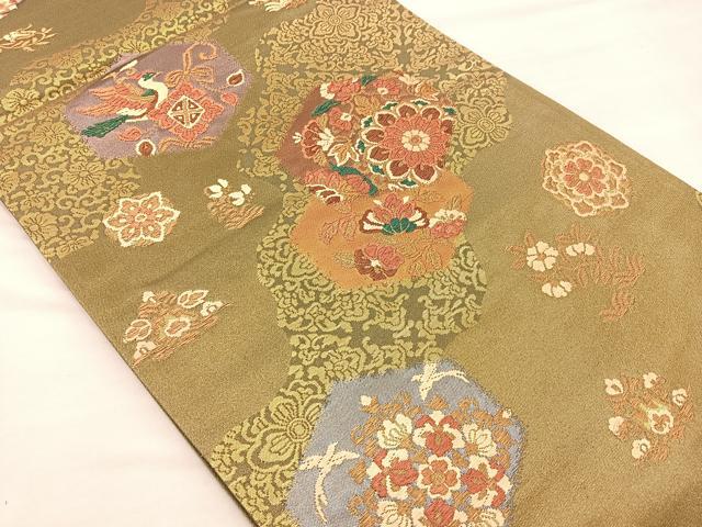 平和屋着物◎西陣 六通柄袋帯 唐織 正倉院古代錦 金糸 正絹 逸品 BAAM2166if