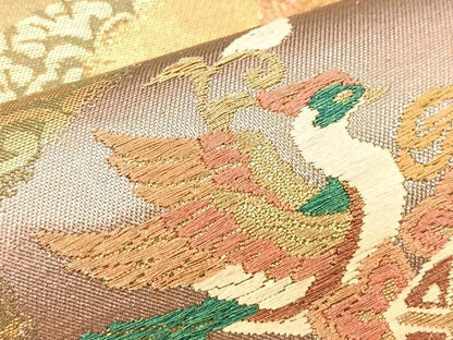 平和屋着物◎西陣 六通柄袋帯 唐織 正倉院古代錦 金糸 正絹 逸品 BAAM2166if