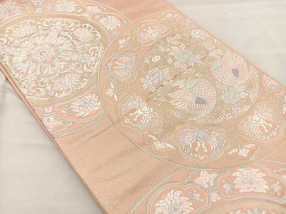 平和屋着物◎西陣　六通柄袋帯　唐織　絵皿文様　金銀糸　正絹　逸品　BAAM2177if
