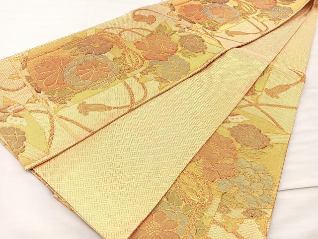 平和屋着物◎佐賀錦 六通柄袋帯 貝桶花蝶文 金糸 やまとオリジナル 正絹 逸品 BAAM2181if