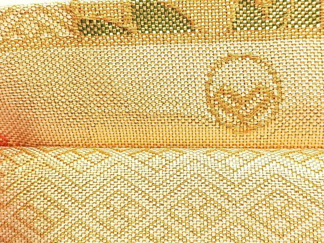平和屋着物◎佐賀錦 六通柄袋帯 貝桶花蝶文 金糸 やまとオリジナル 正絹 逸品 BAAM2181if