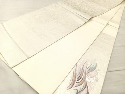 平和屋着物◎太鼓柄袋帯 立波文様 引箔 正絹 逸品 BAAM2186if