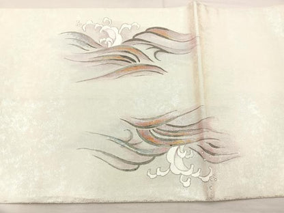 平和屋着物◎太鼓柄袋帯 立波文様 引箔 正絹 逸品 BAAM2186if