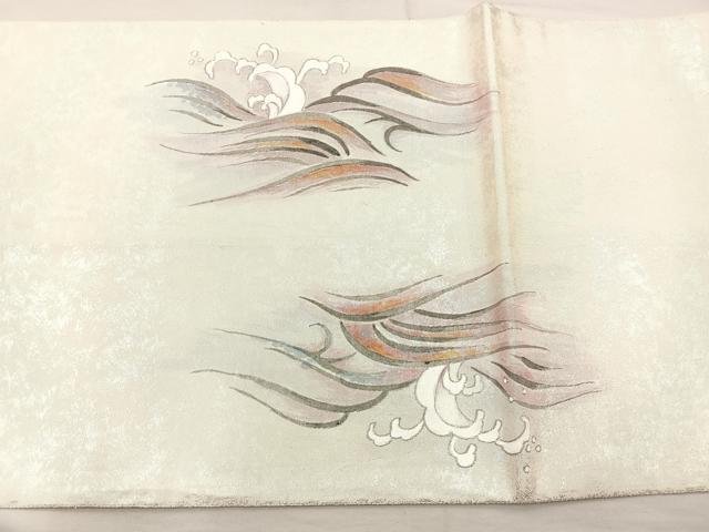 平和屋着物◎太鼓柄袋帯 立波文様 引箔 正絹 逸品 BAAM2186if