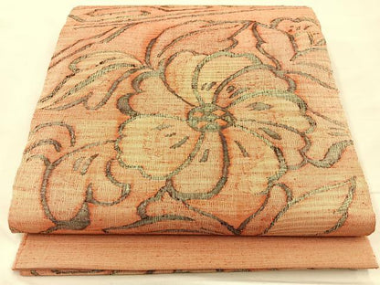 平和屋着物◎太鼓柄袋帯 すくい織 更紗花文 正絹 逸品 BAAM2193if
