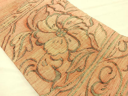 平和屋着物◎太鼓柄袋帯 すくい織 更紗花文 正絹 逸品 BAAM2193if