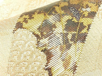 平和屋着物◎太鼓柄袋帯 作家物 篭甲箔 芝草 金糸 正絹 逸品 BAAM2198if