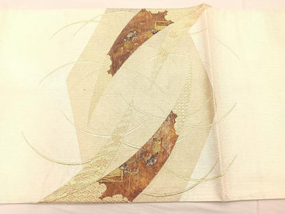 平和屋着物◎太鼓柄袋帯 作家物 篭甲箔 芝草 金糸 正絹 逸品 BAAM2198if