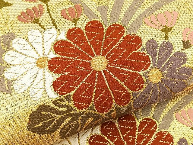 平和屋着物●佐賀錦 六通柄袋帯 唐織 能衣献上紋 金糸 正絹 逸品 BAAM2527ea