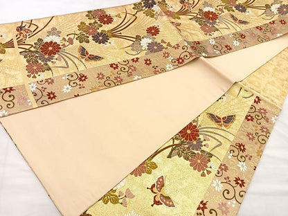 平和屋着物●佐賀錦 六通柄袋帯 唐織 能衣献上紋 金糸 正絹 逸品 BAAM2527ea