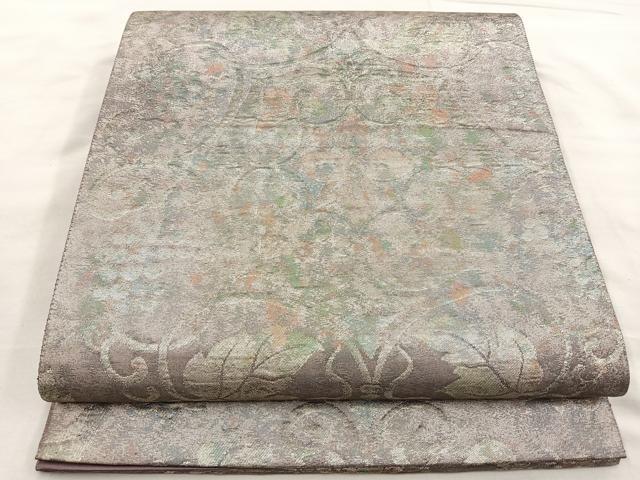 平和屋着物◎六通柄袋帯 正倉院葡萄蔦の葉文 ふくれ織 正絹 逸品 BAAM2555ea