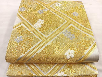 平和屋着物◎六通柄袋帯 唐織 花尽し 金銀糸 正絹 逸品 BAAM2561ea