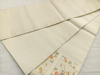 平和屋着物◎太鼓柄袋帯 格天井花車文 金糸 正絹 逸品 BAAM2594ea