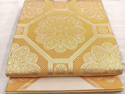 平和屋着物◎太鼓柄袋帯 蜀江正倉院文 金糸 正絹 逸品 BAAM2595ea