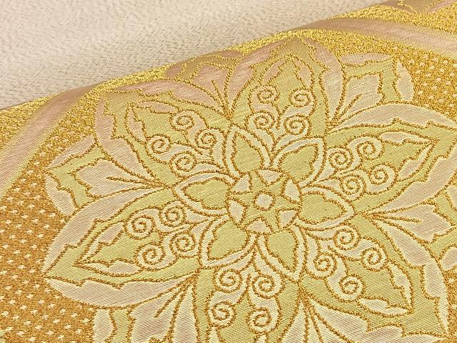 平和屋着物◎太鼓柄袋帯 蜀江正倉院文 金糸 正絹 逸品 BAAM2595ea