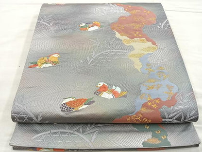 平和屋着物◎六通柄袋帯 唐織 道長籬鴛鴦文 金糸 正絹 逸品 BAAM2602ea