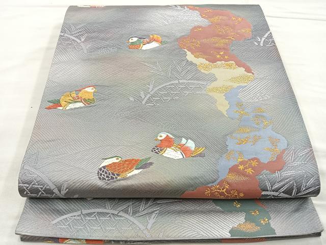 平和屋着物◎六通柄袋帯 唐織 道長籬鴛鴦文 金糸 正絹 逸品 BAAM2602ea