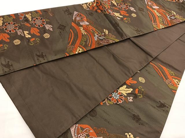 平和屋着物◎六通柄袋帯 唐織 鴛鴦草花文 正絹 逸品 BAAM2607ea