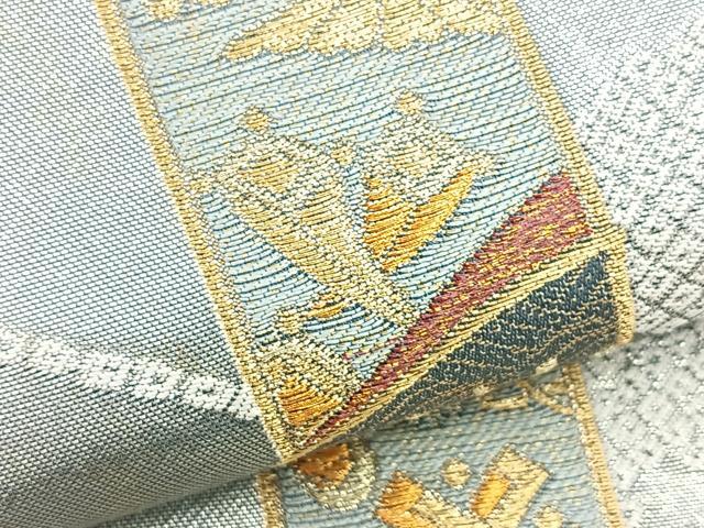 平和屋着物●六通柄袋帯　吉祥間道　金糸　正絹　逸品　BAAM2682ea